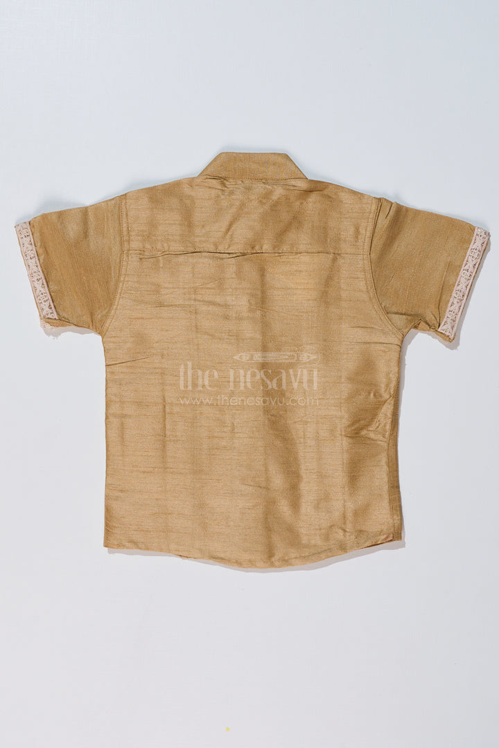 Boys Half Shirt with Elegant Pleats and Lace Detailing for Traditional and Festive Wear