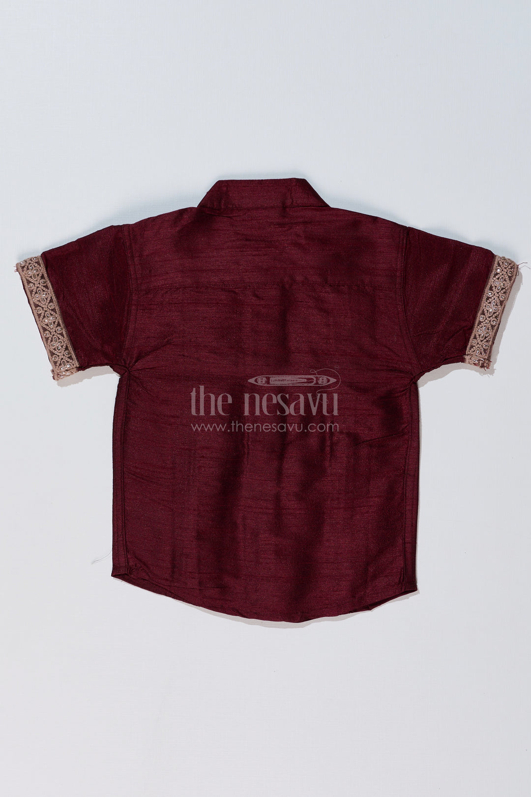 Boys Casual Half Shirt with Silk Blend Fabric and Elegant Embroidery for a Stylish Traditional Look