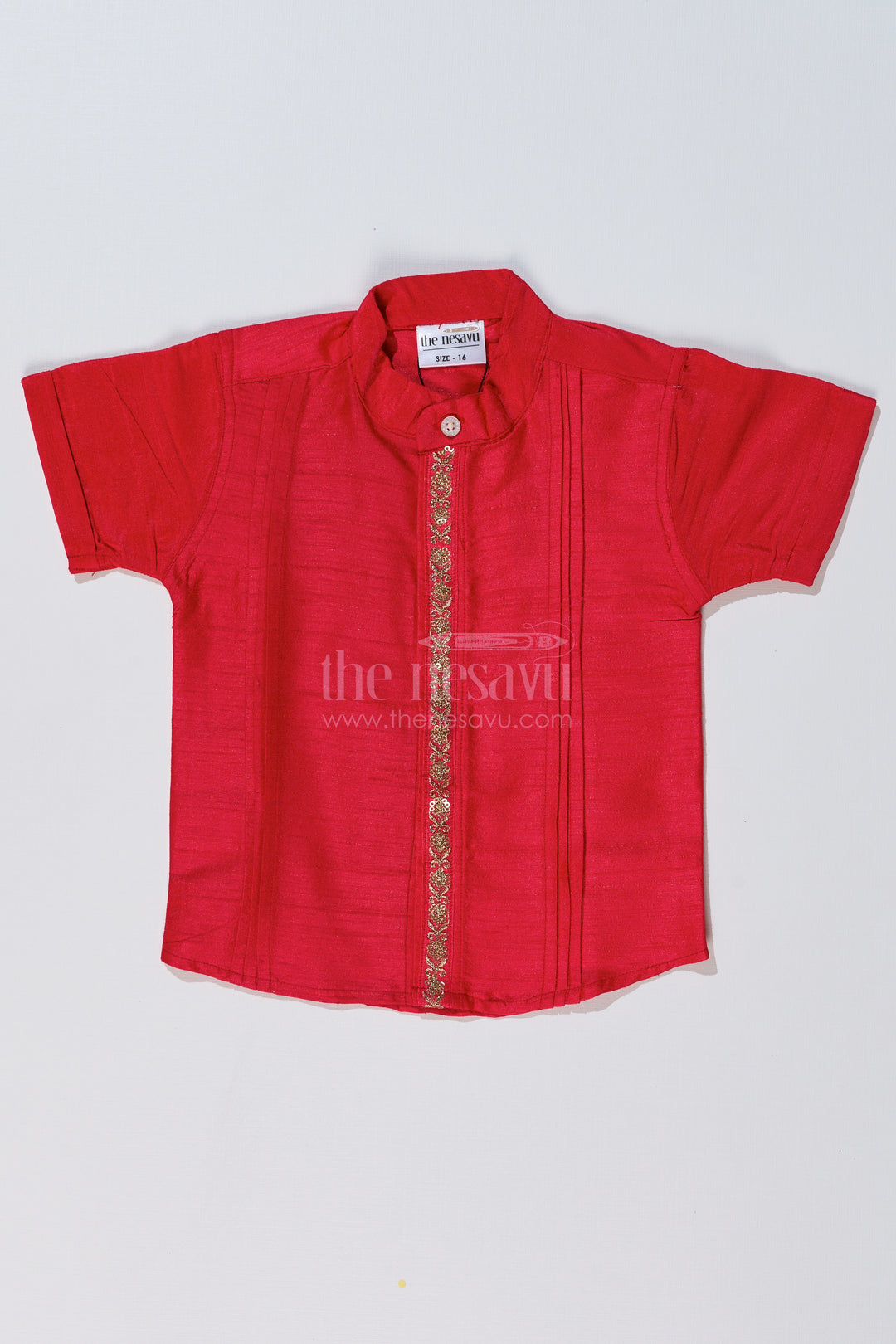 Boys Pink Shirt Half Sleeve with Silk Blend Fabric and Decorative Embroidery for Special Occasions