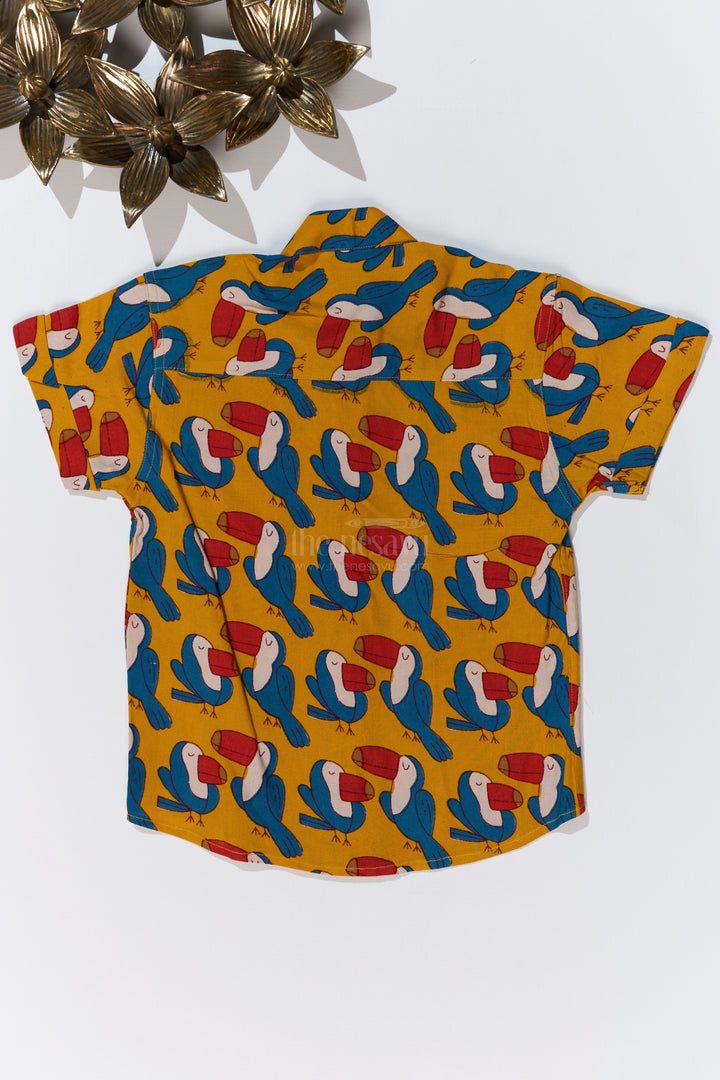 Boys Trendy Printed Shirts in Soft Rayon with Playful Toucan Bird Print for Everyday Wear