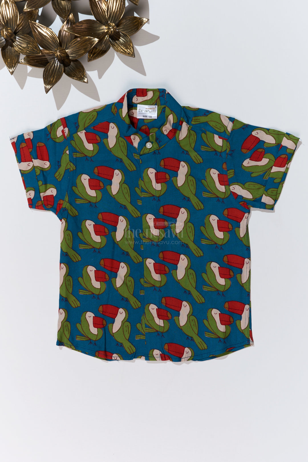 Boys Casual Shirt Dress in Rayon with Exotic Toucan Bird Print for a Fun Look