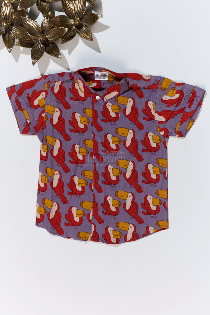 Boys Smart Casual Shirts Men’s Style with Toucan Print in Soft Rayon for a Trendy Look