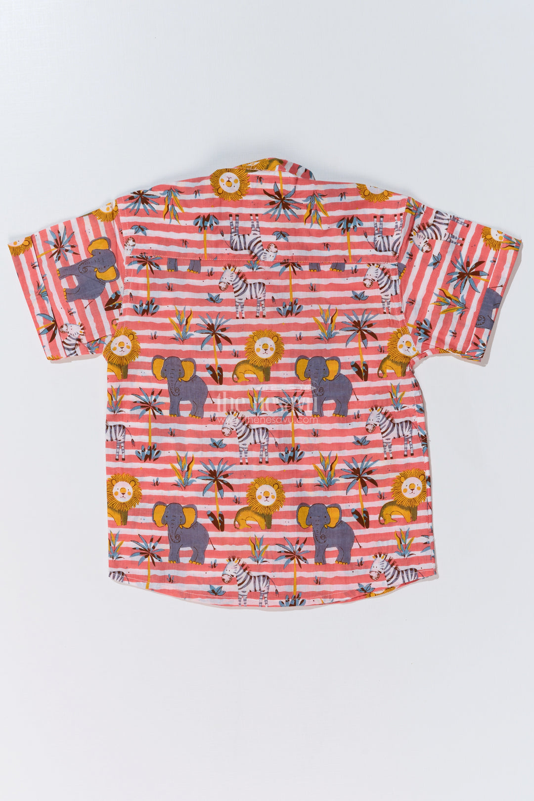 Boys Cotton Shirt Dress in Cotton Block Print with Playful Safari Design