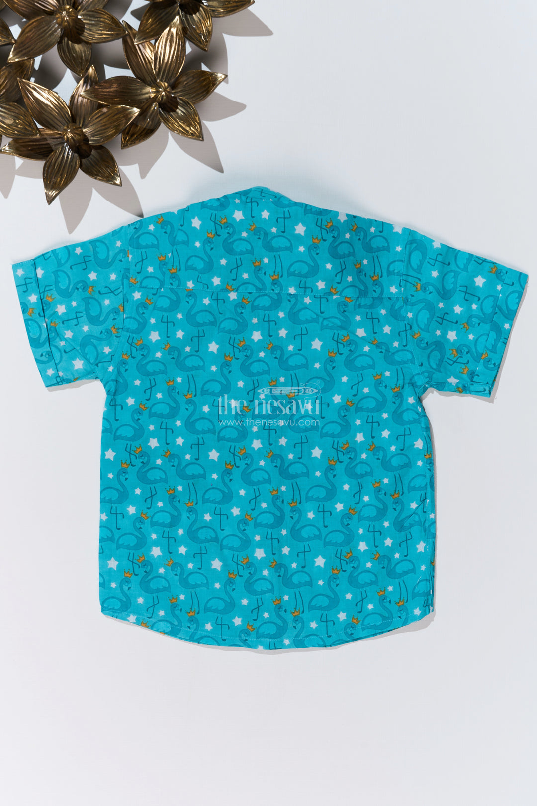 Boys Stylish Casual Shirts in Cotton Block Print with Playful Flamingo Design