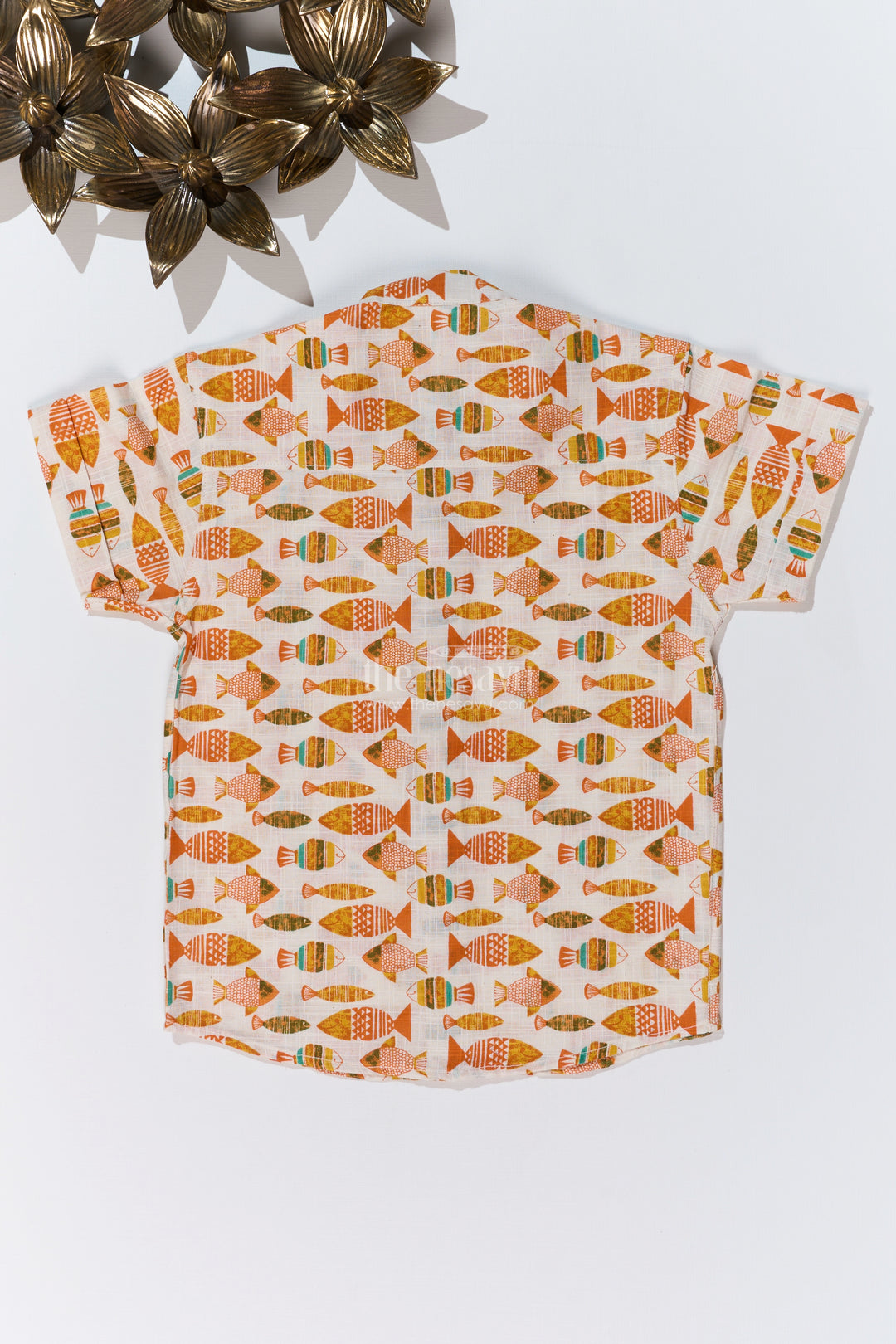 Boys Half Sleeves Printed Shirt in Cotton with Vibrant Fish Motifs for Everyday Wear