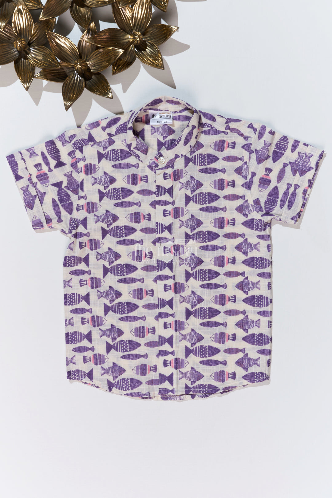 Boys Printed Shirts Half Sleeves in Soft Cotton with Bold Fish Patterns for Playful Styling