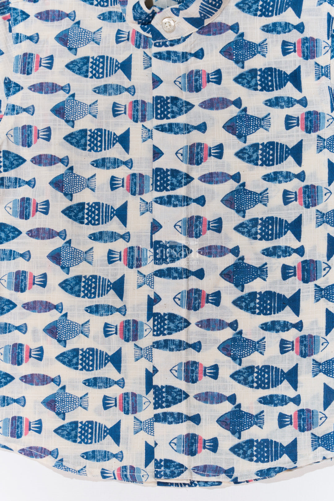 Boys Half Hand Printed Shirt in Pure Cotton with Nautical Fish Motifs for a Trendy Look