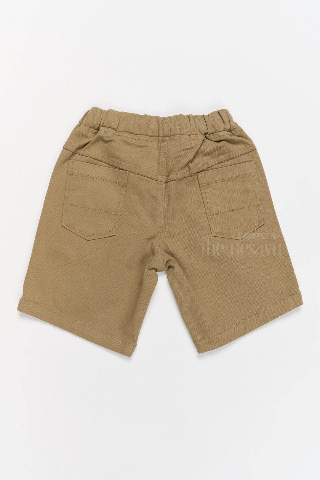 Boys Khaki Cotton Shorts with Adjustable Drawstring and Functional Pockets