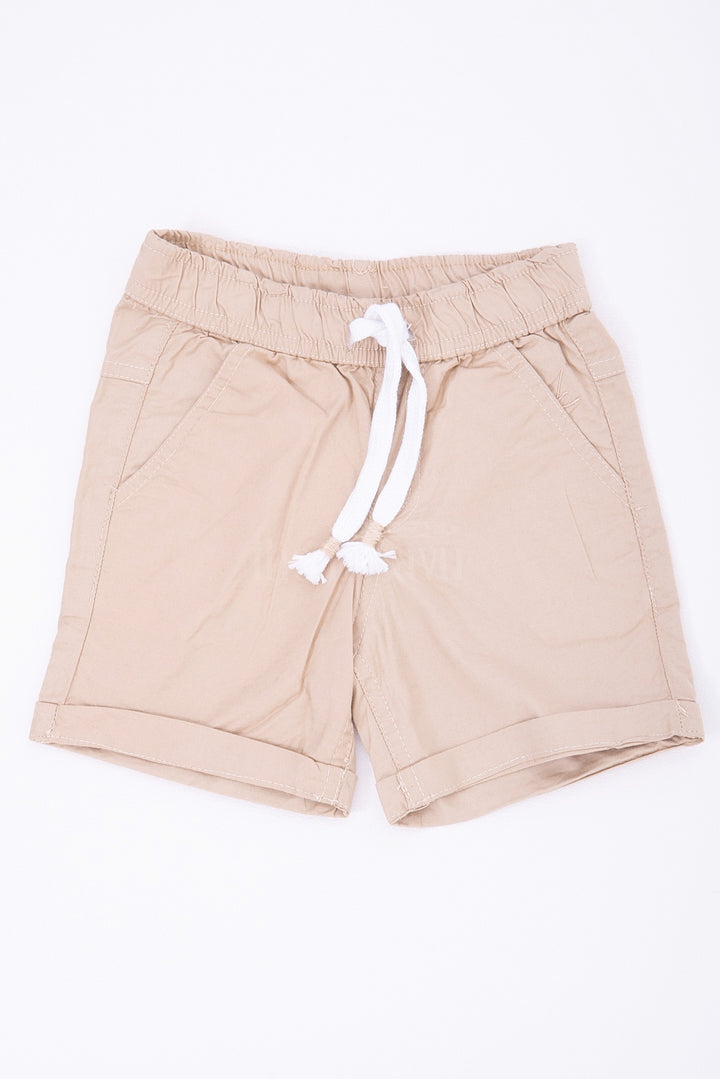 Sports Cotton Shorts - Elastic Waist with Pockets in Bridge Color