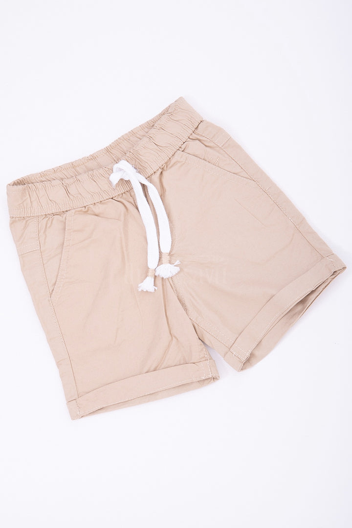 Sports Cotton Shorts - Elastic Waist with Pockets in Bridge Color