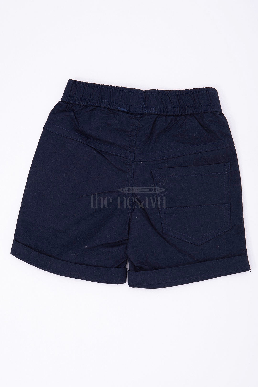 Stylish Cotton Boys Cargo Shorts - Elastic Waist with Pockets in Navy