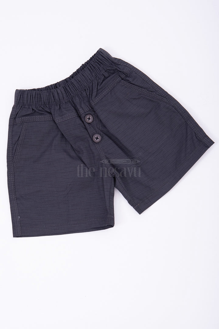 Classic Black Cotton Boys Dress Shorts