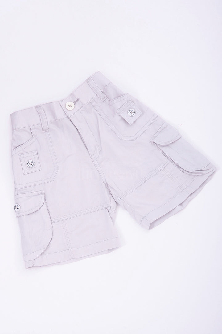 White Cargo Cotton Boys Bermuda Shorts