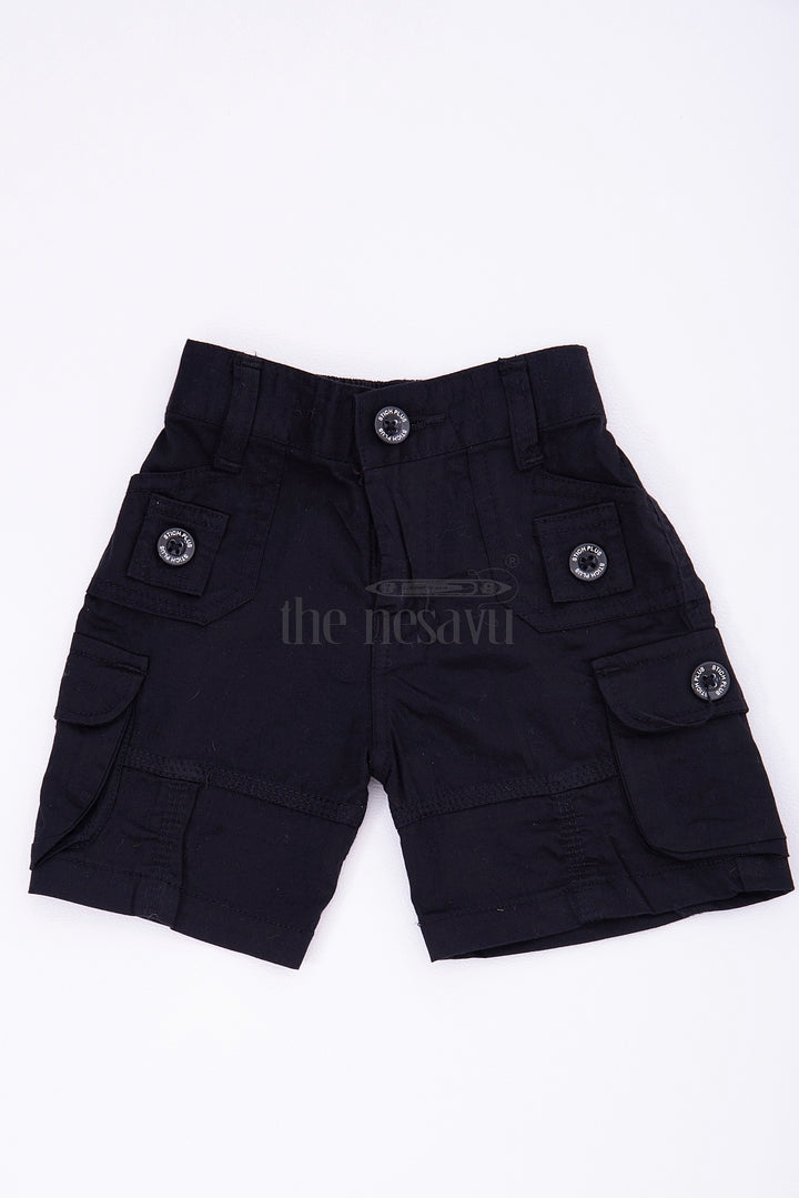 Black Cotton Boys Dress Shorts