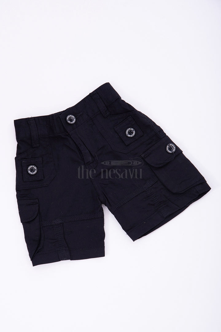 Black Cotton Boys Dress Shorts