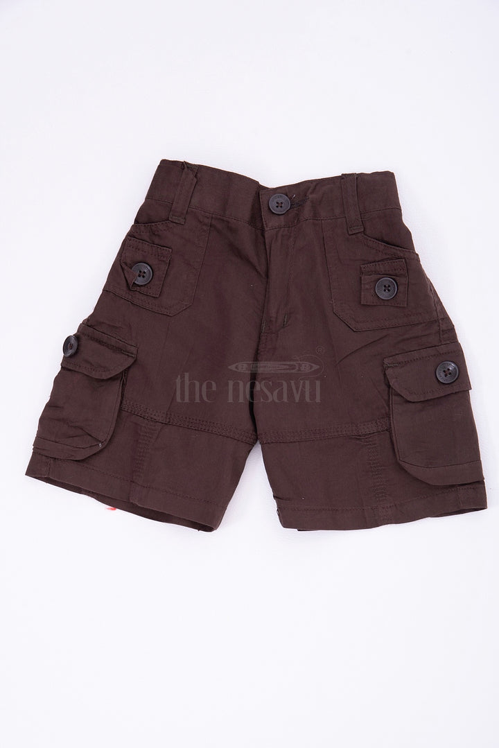 Brown Cargo Cotton Boys Dress Shorts