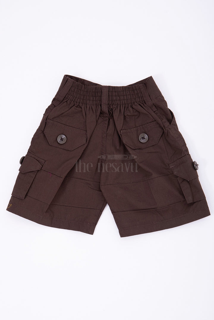 Brown Cargo Cotton Boys Dress Shorts