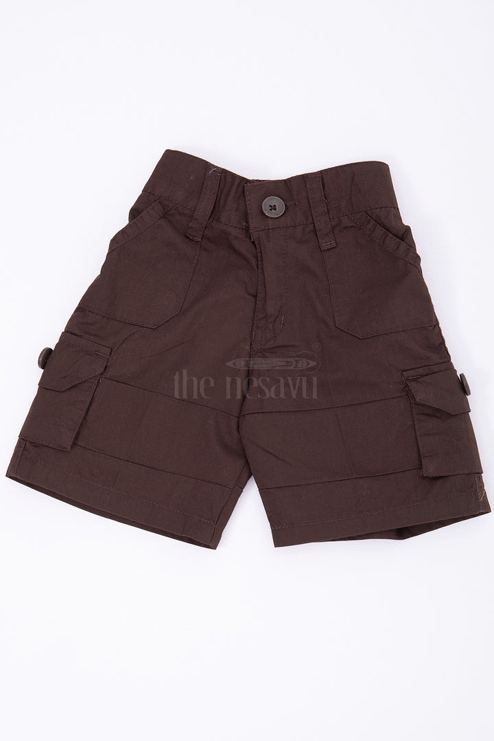 The Nesavu Brown Cargo Cotton Boys Daily Wear Shorts