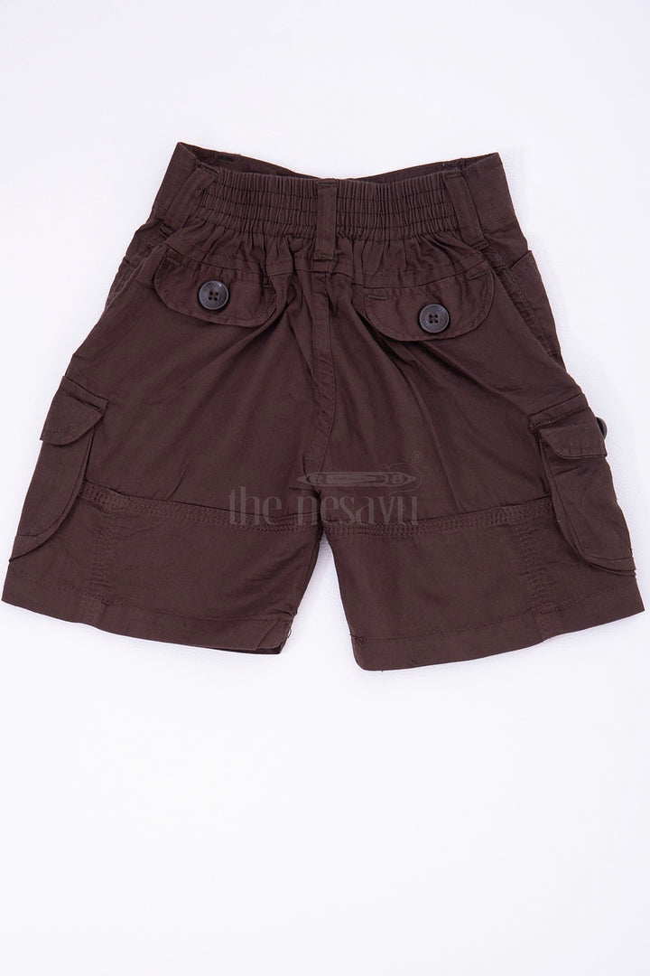 The Nesavu Brown Cargo Cotton Boys Daily Wear Shorts