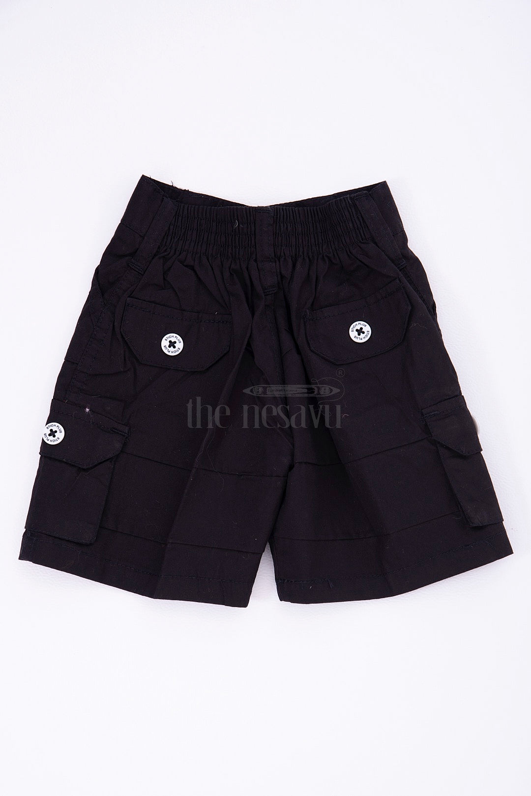 The Nesavu Black Cargo Cotton Boys Shorts for T-Shirts