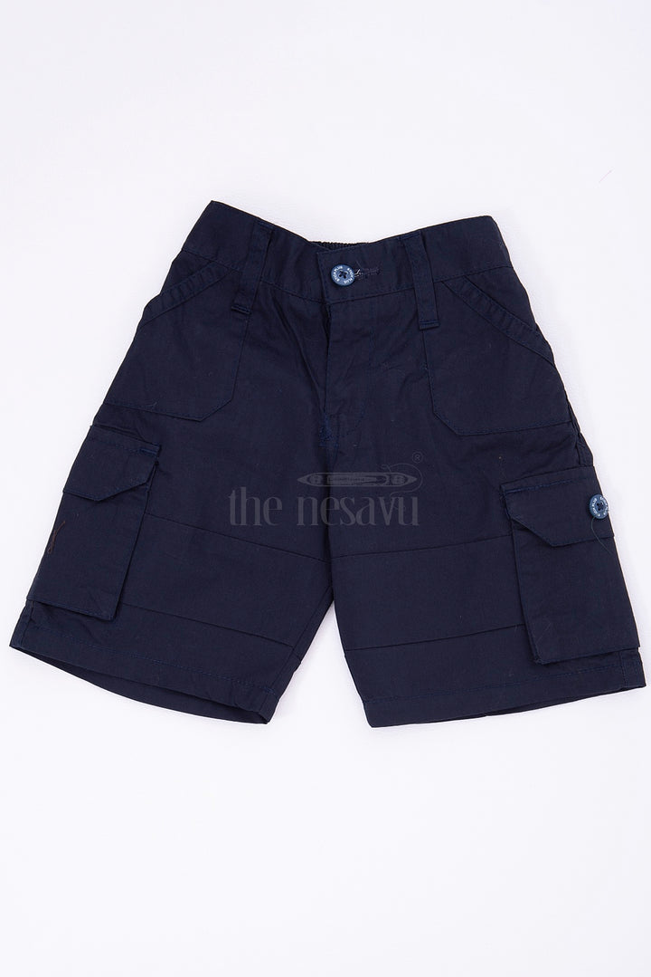 The Nesavu Blue Cargo Cotton Boys Shorts for T-Shirts