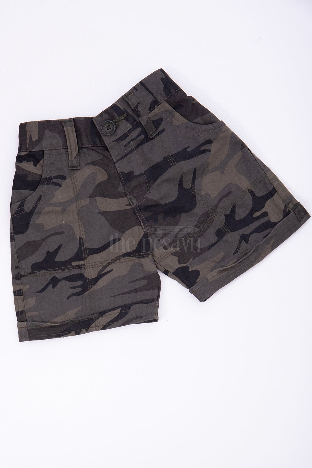 The Nesavu Black Camouflage Cotton Cargo Boys Shorts