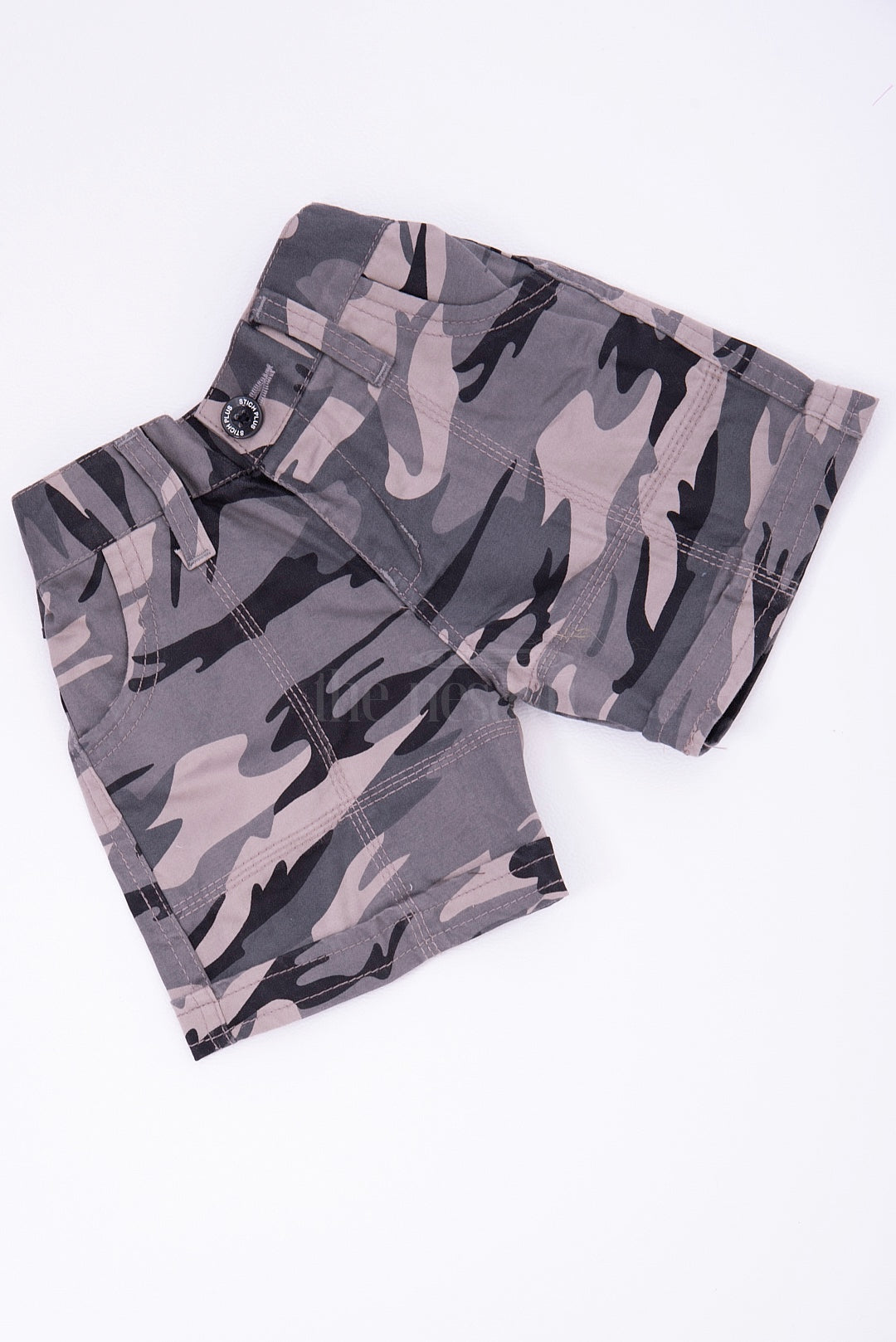 The Nesavu Grey Camouflage Cotton Cargo Boys Shorts