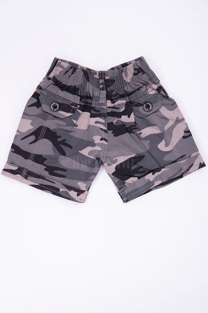 The Nesavu Grey Camouflage Cotton Cargo Boys Shorts