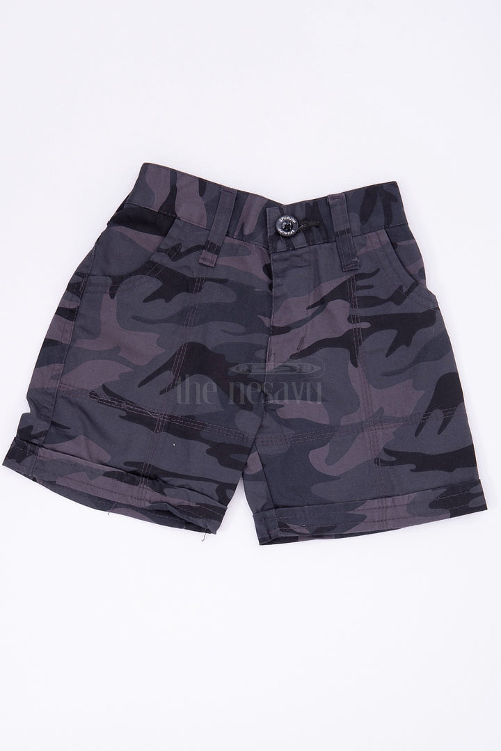 The Nesavu Blue Camouflage Cotton Cargo Boys Shorts