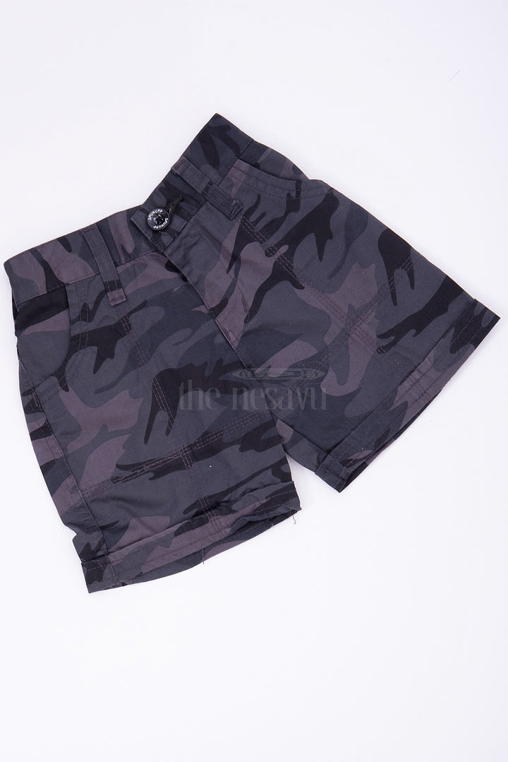 The Nesavu Blue Camouflage Cotton Cargo Boys Shorts