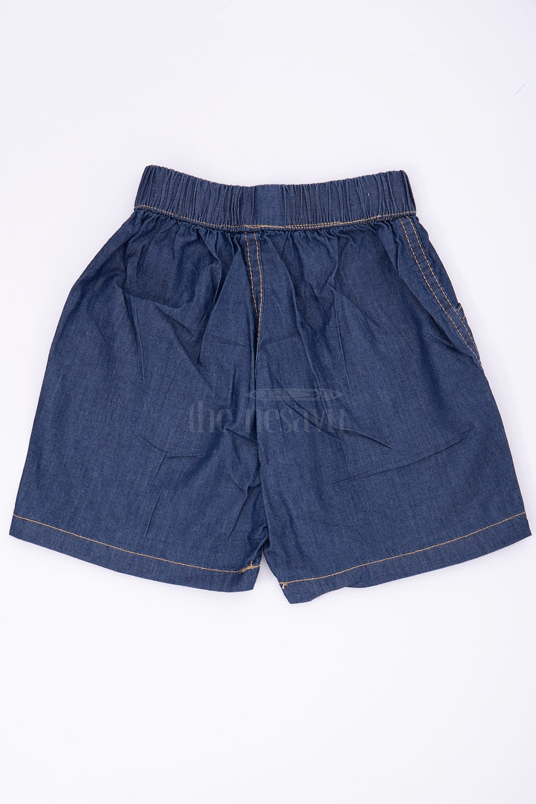 Blue Cotton Elastic Waist Boys Shorts