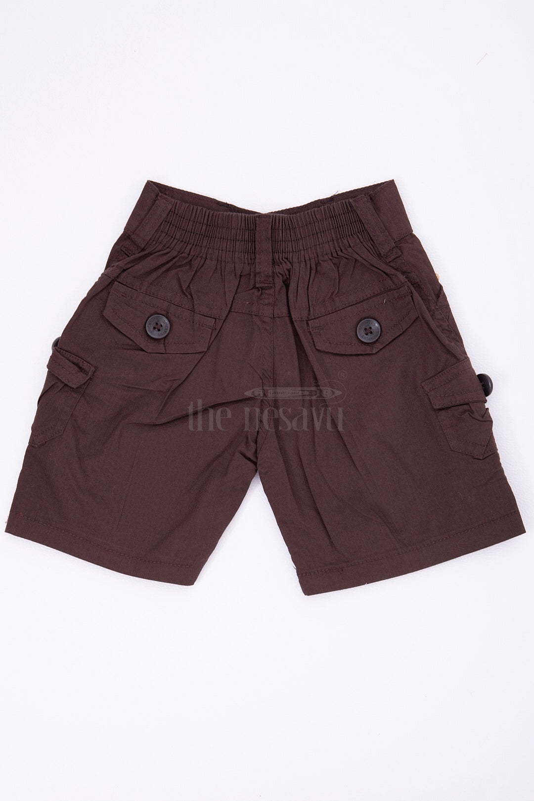 Brown Boys Cargo Shorts with Elastic Waistband