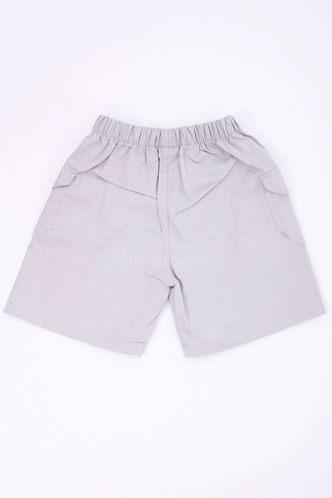 Light Green Boys Cotton Cargo Shorts with Elastic Waist