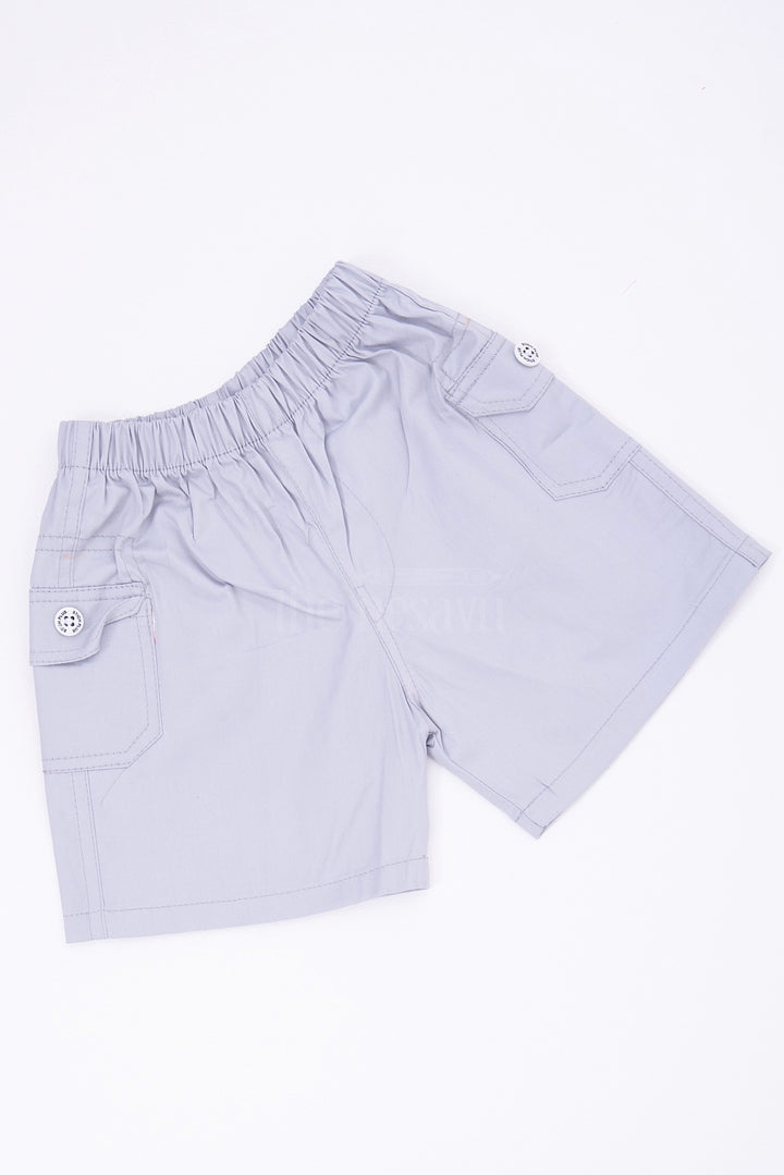 Sky Blue Boys Pure Cotton Shorts with Elastic Waist