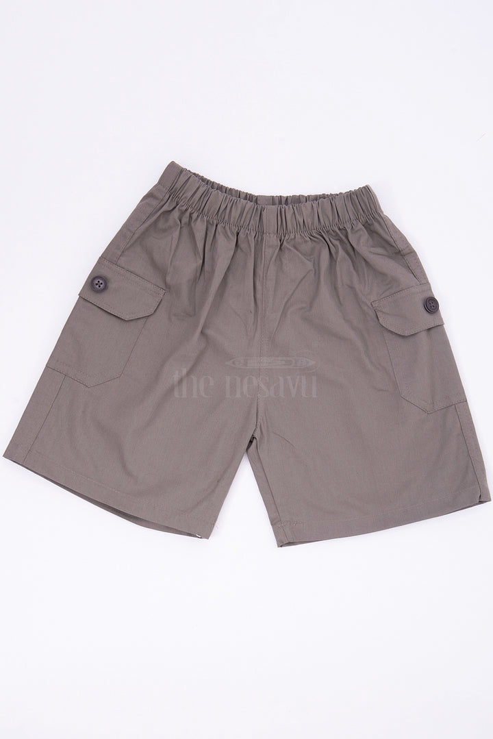 Green Boys Cotton Bermuda Shorts with Elastic Waist