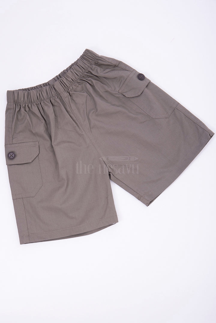 Green Boys Cotton Bermuda Shorts with Elastic Waist