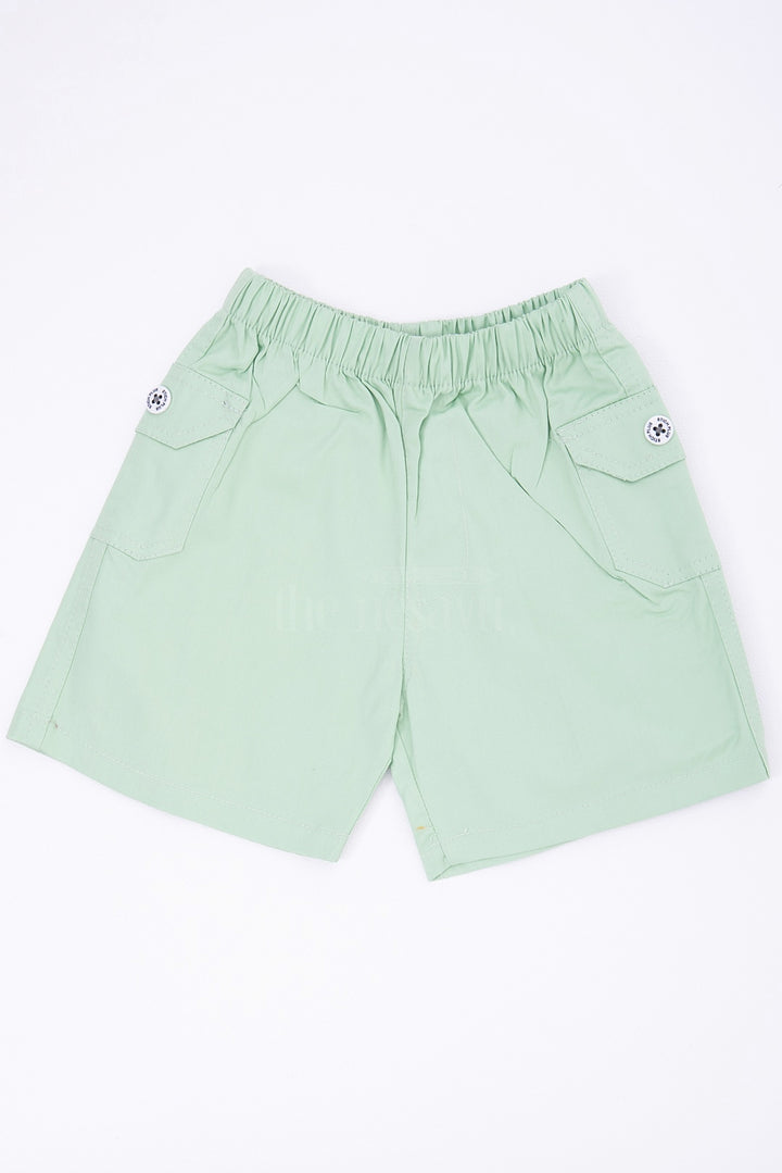 Pista Green Boys Cotton Shorts with Elastic Waist