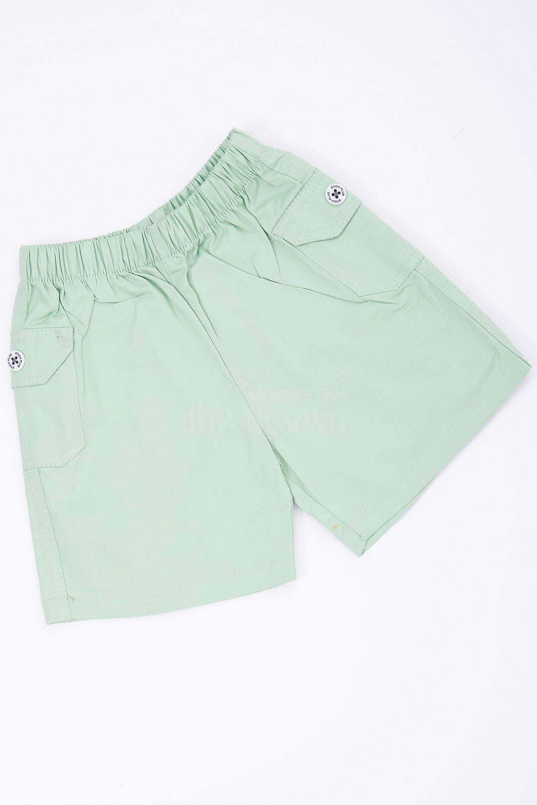 Pista Green Boys Cotton Shorts with Elastic Waist