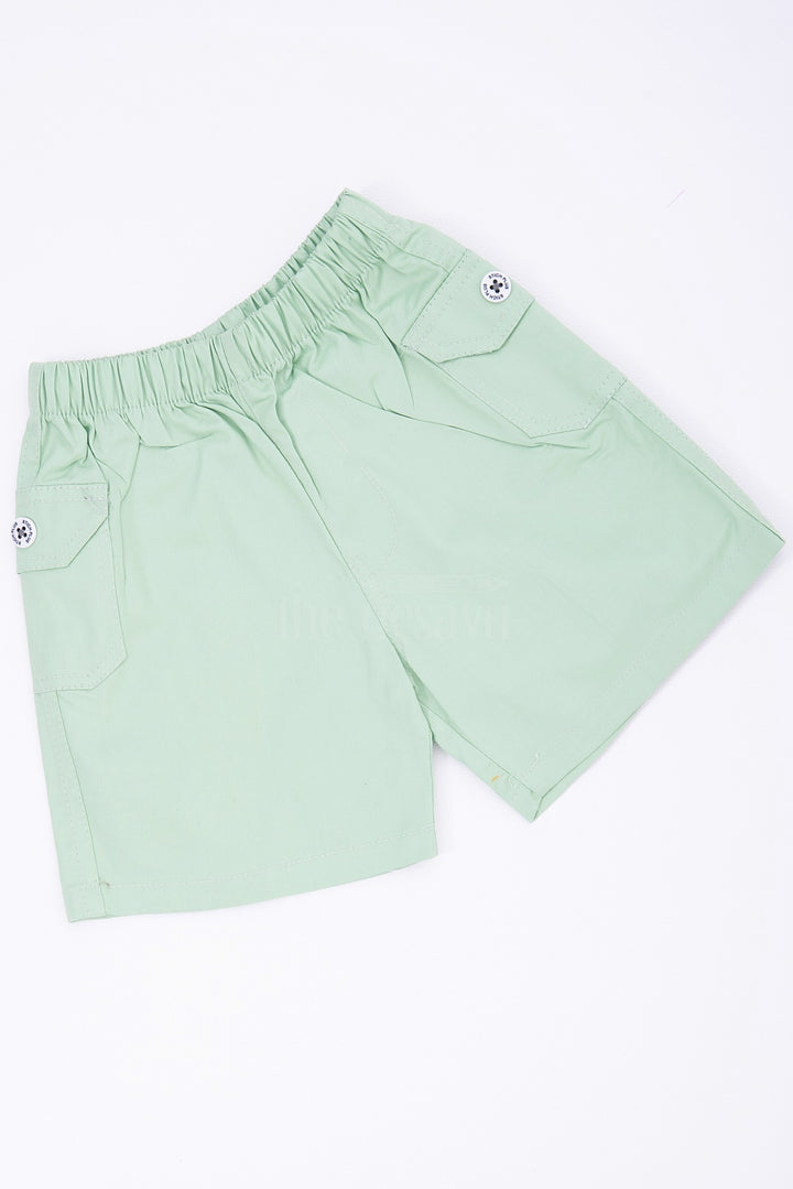 Pista Green Boys Cotton Shorts with Elastic Waist