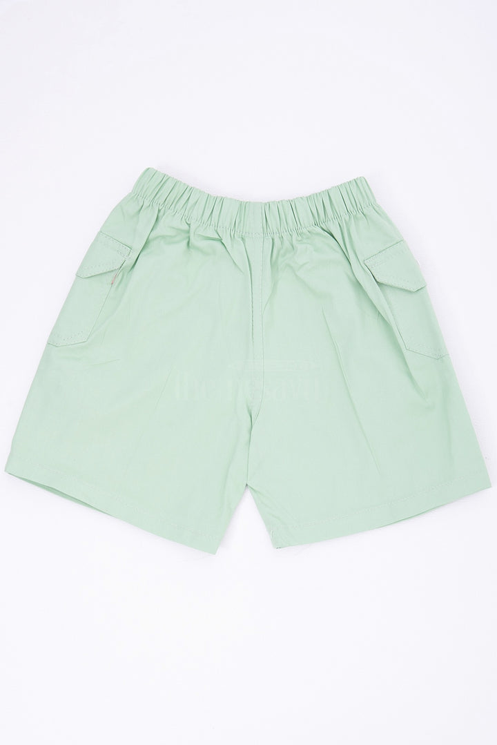 Pista Green Boys Cotton Shorts with Elastic Waist