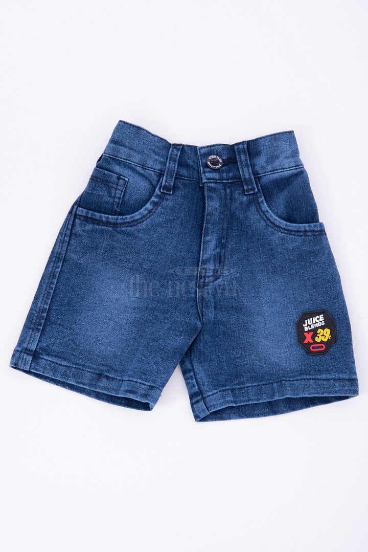 Boys Navy Denim Shorts with Elastic Waistband