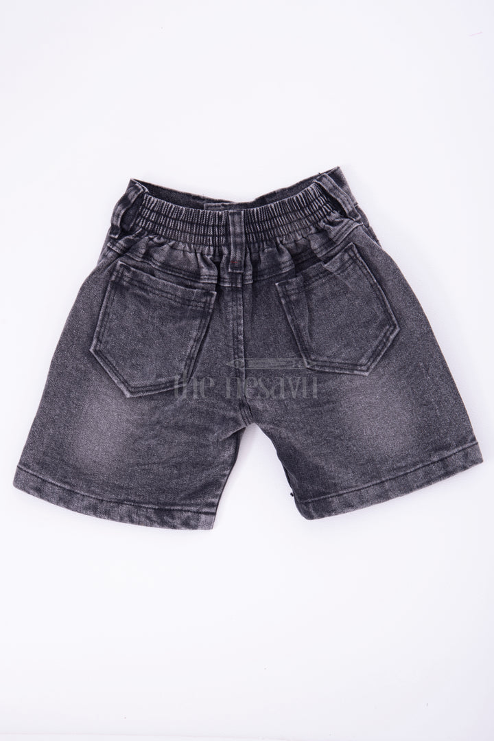 Boys Grey Denim Shorts with Elastic Waistband