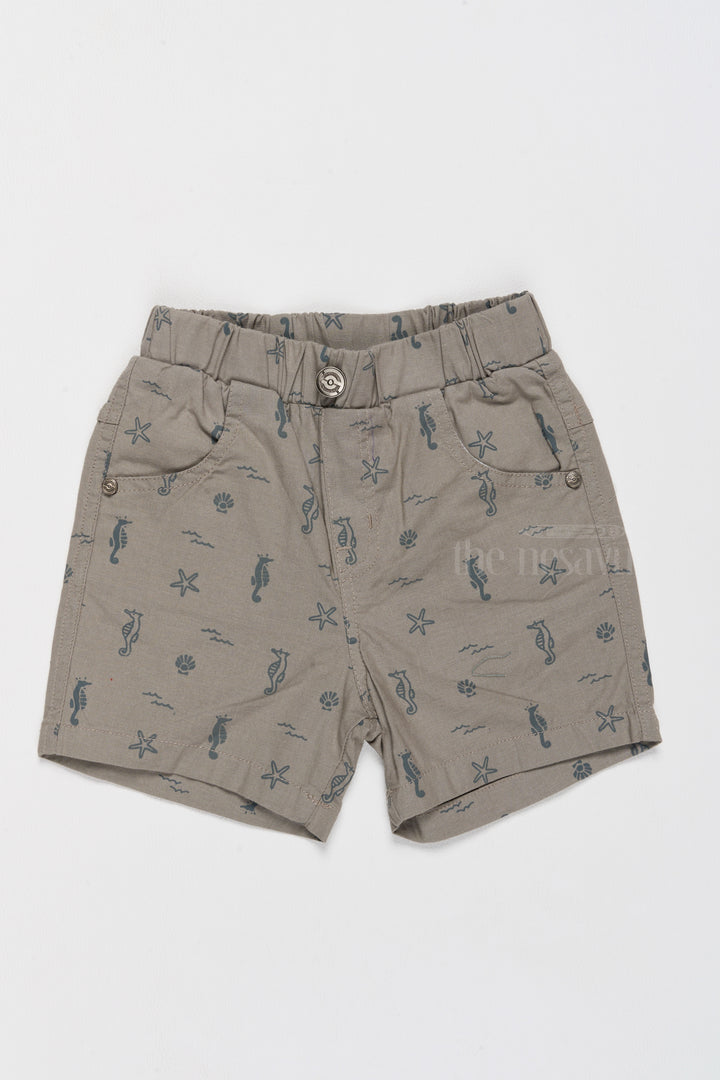 Boys Printed Cotton Shorts with Fun Sea-Themed Designs