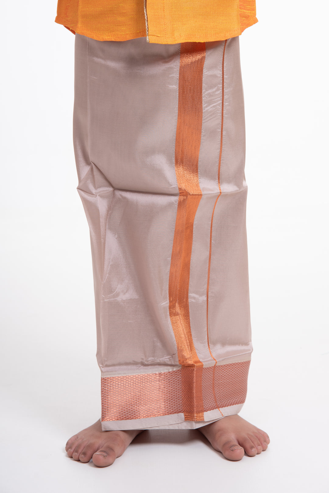 Sophisticated Beige Silk Blend Boys Dhoti with Copper Accents