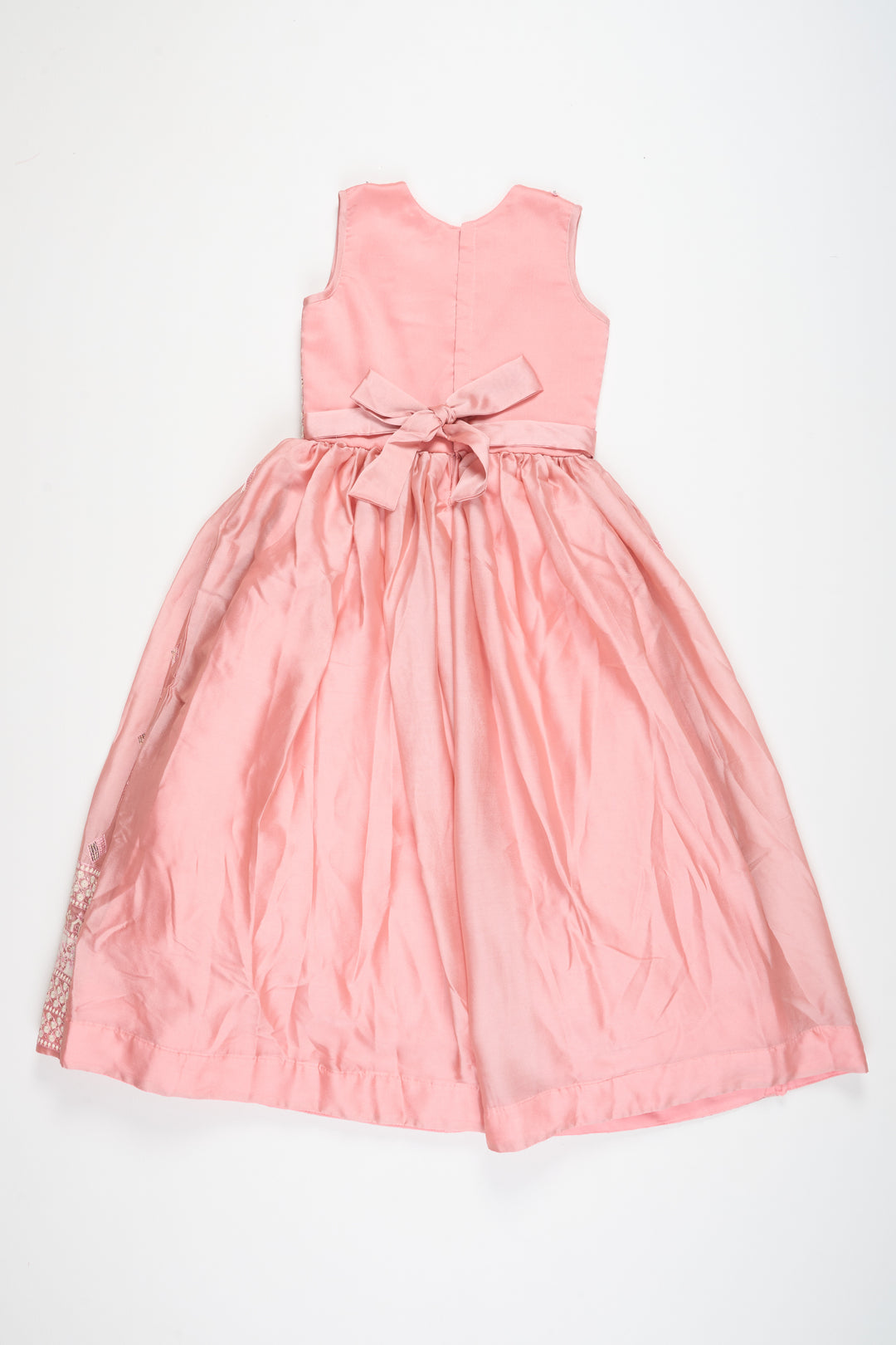 Western Party Gown for Girls in Elegant Peach Organza with Embroidered Jacket