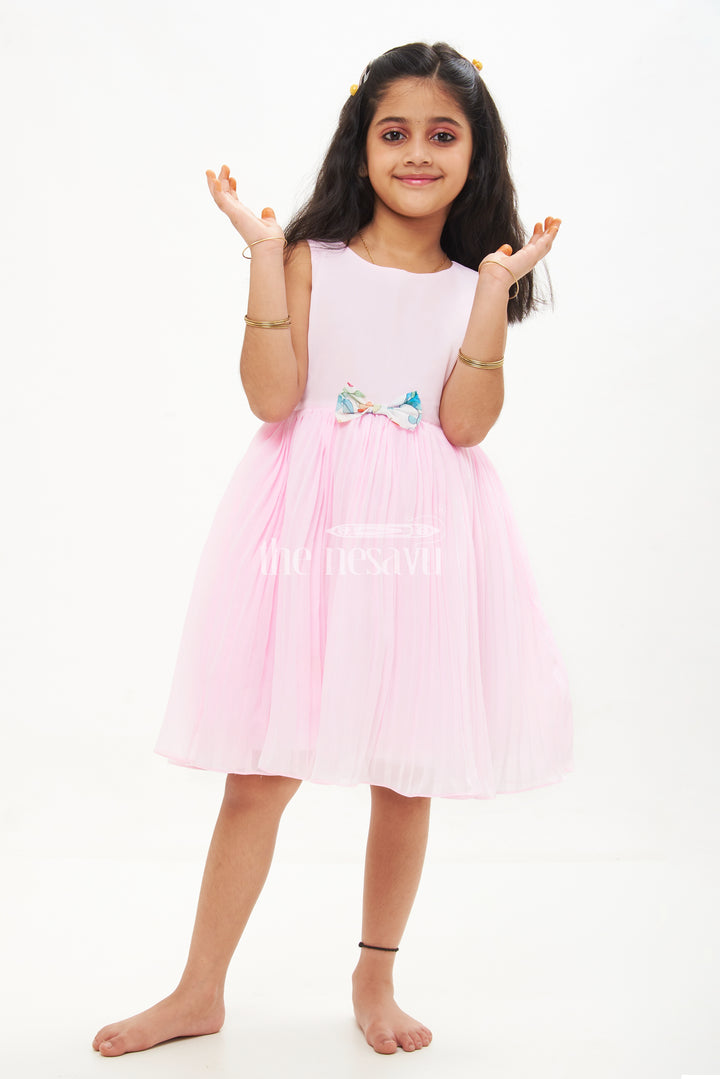 Girls Pink and Purple Fancy Frock with Pastel Floral Jacket and Ruffled Skirt