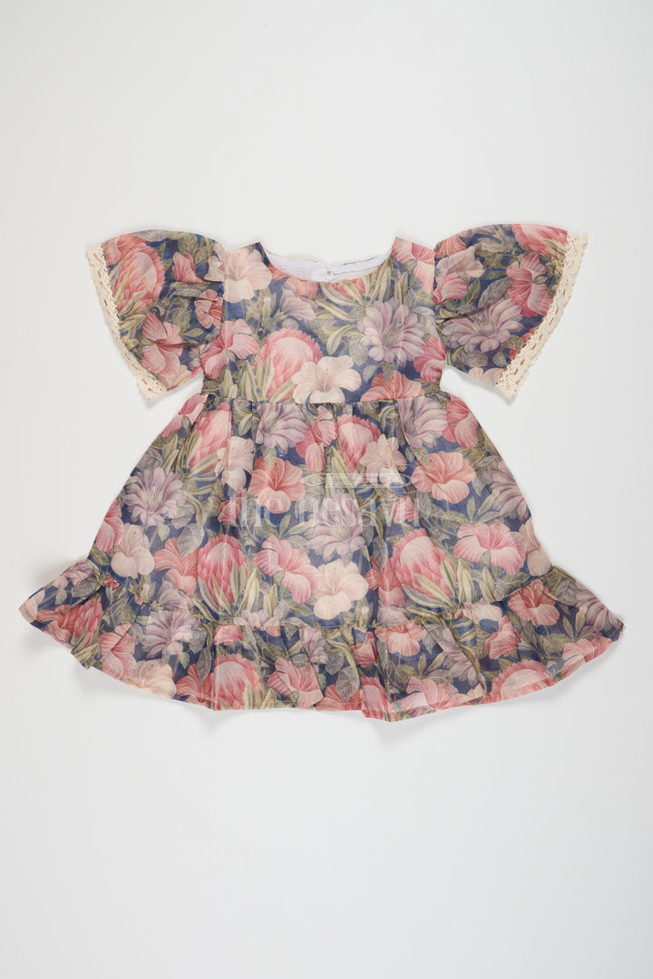 Girls Cotton Long Frock for Women with Floral Print and Puff Sleeves, Perfect for Special Occasions and Birthdays