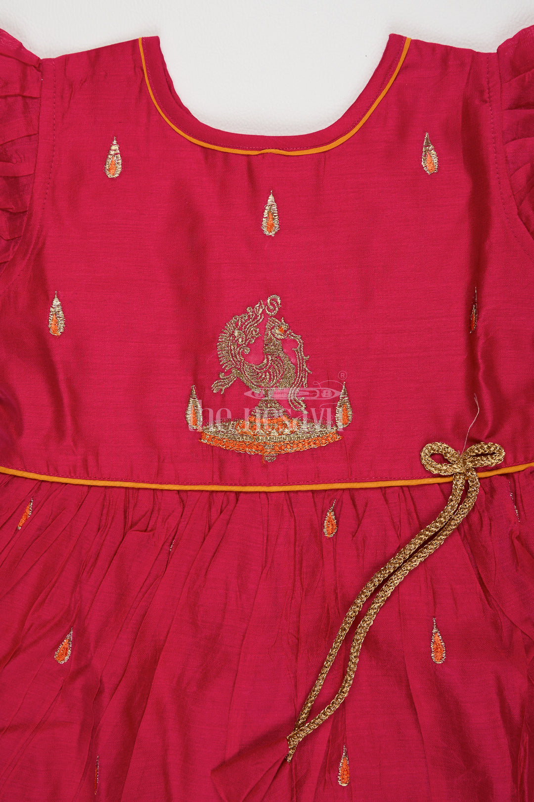 Cotton Short Frock for Ladies with Chanderi Silk and Traditional Embroidery, Perfect for Festivals and Family Gatherings