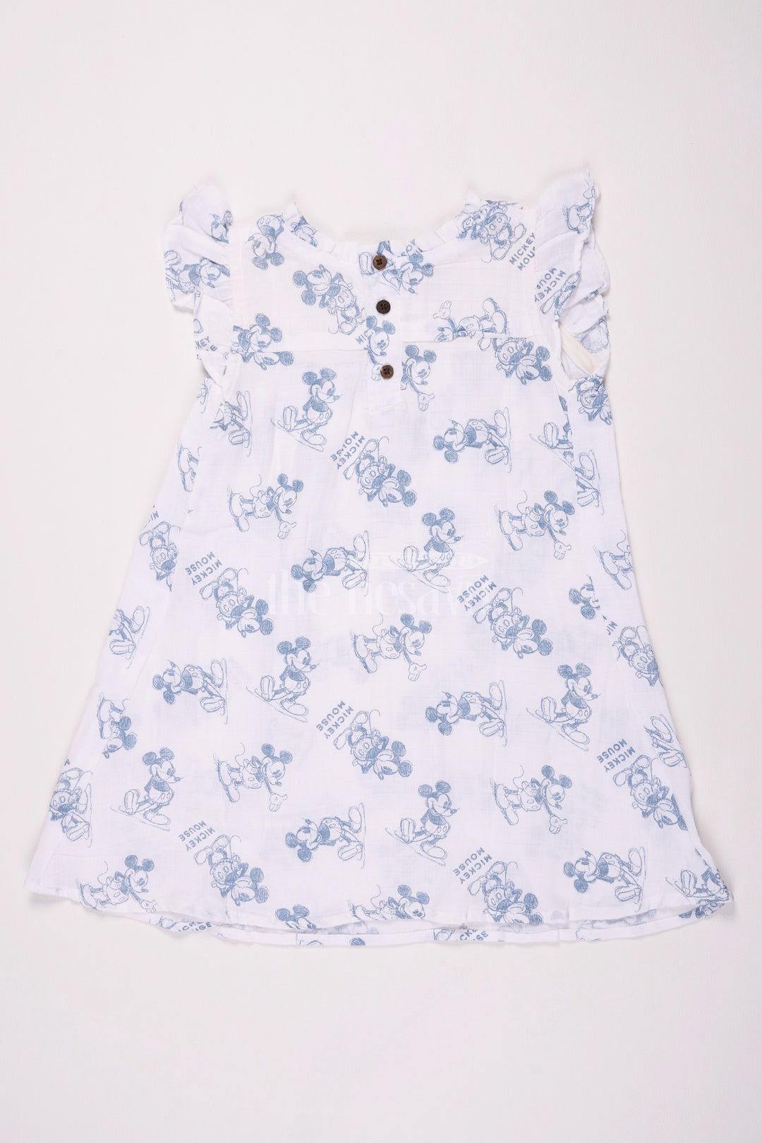 Girls Cotton Frock Design with Mickey Mouse Print in Soft Muslin Fabric