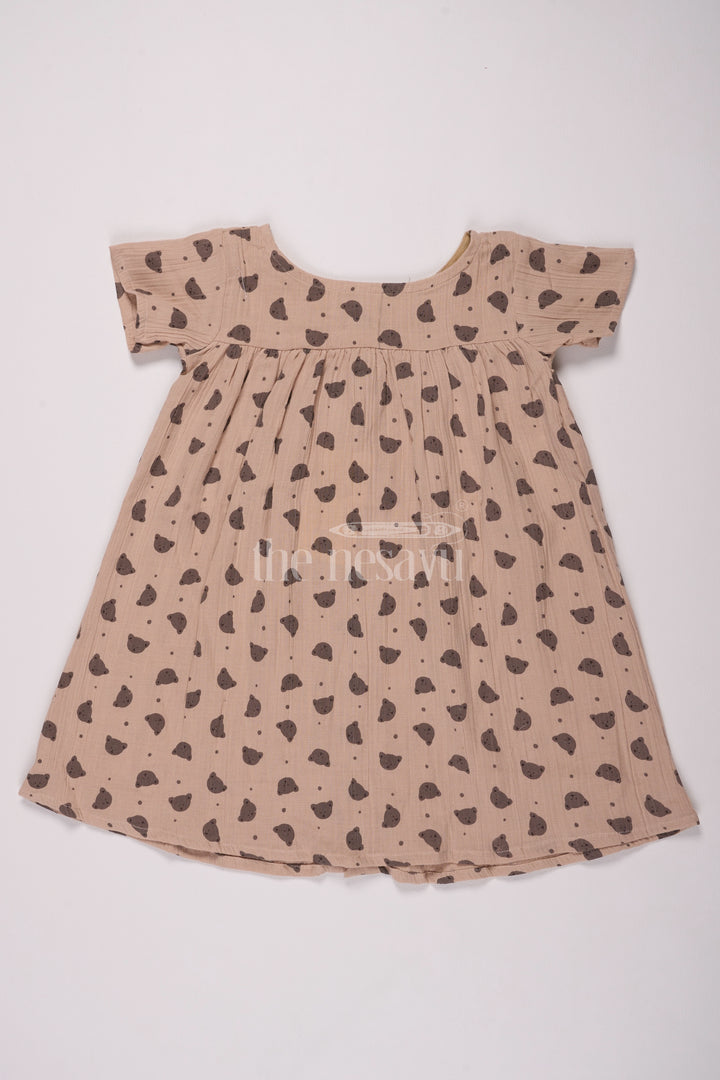 Girls Cotton Frock Ke Design with Polka Dot Print and Button-Down Detail